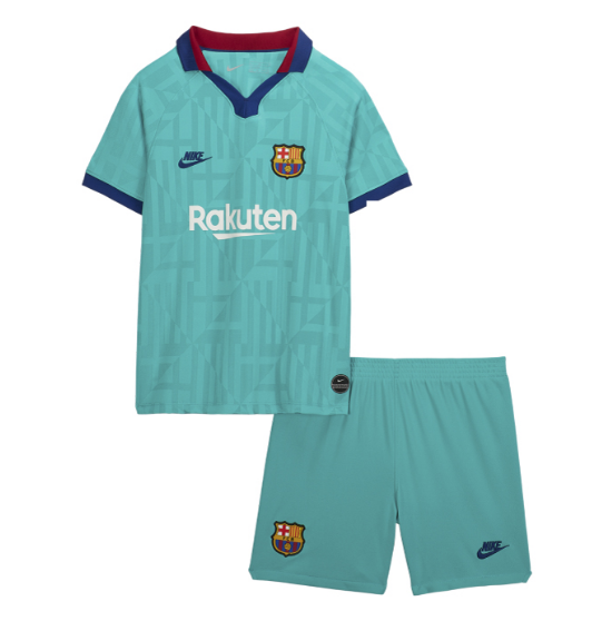 Kids BarcelonaThird Away Soccer Shirt With Shorts 2019/20